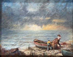 Tafuri Clemente - Marina con pescatori