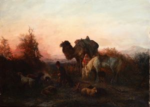 Baikoff Theodor Ilich - Paesaggio con animali, 1988