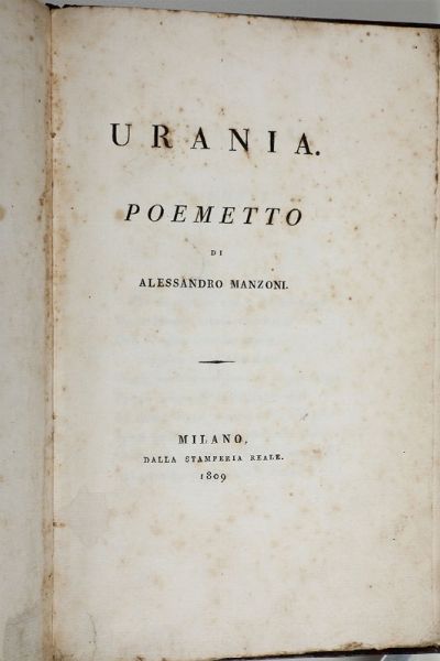 Urania.Milano,Stamperia Reale,1809  - Asta Vedute, Carte e Libri Rari - Associazione Nazionale - Case d'Asta italiane