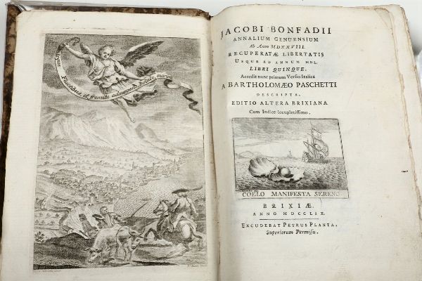 Jacobi Bonfadii : Annalium genuensium..Brixiae,Planta,1759.  - Asta Vedute, Carte e Libri Rari - Associazione Nazionale - Case d'Asta italiane