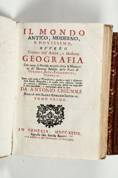 Il mondo antico e moderno, Venezia 1739-1722  - Asta Vedute, Carte e Libri Rari - Associazione Nazionale - Case d'Asta italiane