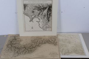 E.Lapie - Carte d'una partie du Piemont et la Republique de Genes e altre due carte topografiche incise del secolo XIX