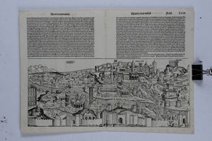 Hartmann Schedel - Veduta di Genova, xilografia tratta dalledizione di Hartmann Schedel Cronache di Norimberga, 1493