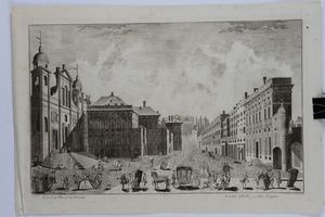 A.Giolfi/Torricelli/Chiesa e Tessera - Veduta di piazza dellAnnunziata. Met secolo XVIII