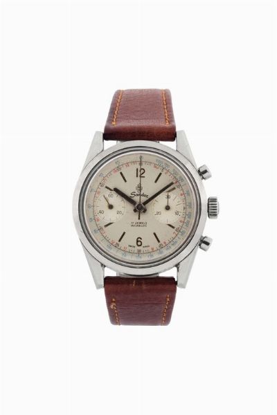 SANDOZ : SANDOZ, orologio da polso, impermeabile, antimagnetico, cronografo in acciaio. Realizzato nel 1960 circa  - Asta Orologi da Polso e da Tasca - Associazione Nazionale - Case d'Asta italiane