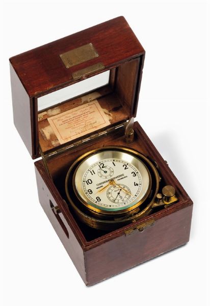 WEMPE : WEMPE, Chronometerwerke, Hamburg, No.6542, orologio da marina cronometro con indicazione della riserva di carica di 56 ore. Realizzato nel 1940 circa  - Asta Orologi da Polso e da Tasca - Associazione Nazionale - Case d'Asta italiane
