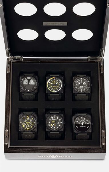 BELL&ROSS : BELL&ROSS, Flight instruments Collection, No.77/99. Questa scatola contenente 6 orologi  stata realizzata in una edizione limitata di 99 pezzi, venduto nel 2014  - Asta Orologi da Polso e da Tasca - Associazione Nazionale - Case d'Asta italiane