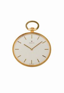 ZENITH - ZENITH, orologio da tasca, di forma ovale, in oro giallo 18K. Realizzato nel 1960 circa