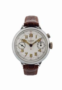 MINERVA - MINERVA, F.L. Loebner Berlin W.9, cassa No. 345387, movimento No. 1383418, orologio da polso, oversize, in acciaio con cronografo. Realizzato nel 1930 circa