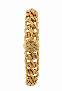 CORUM - CORUM, elegante orologio da polso, da signora, in oro giallo 18K con bracciale in oro giallo integrato. Realizzato nel 1960 circa