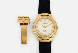 ROLEX - ROLEX, Geneve, CELLINI, orologio da polso, in oro giallo 18K, al quarzo, con chiusura deployante originale in oro. Realizzato nel 1990 circa