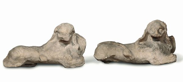 Coppia di leoni in pietra, lapicida medievale operante nel XIV secolo  - Asta Antiquariato - Associazione Nazionale - Case d'Asta italiane