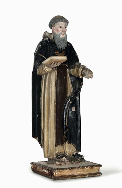 S. Antonio in legno policromo. Italia XVII-XVIII secolo  - Asta Antiquariato - Associazione Nazionale - Case d'Asta italiane