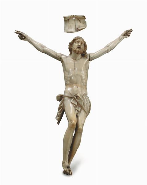 Cristo vivo in avorio scolpito, artista italiano o francese della seconda met del XVII secolo  - Asta Antiquariato - Associazione Nazionale - Case d'Asta italiane