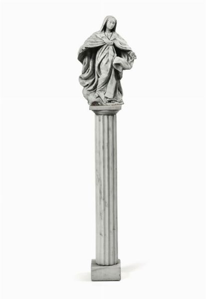 Madonna in marmo, scultore barocco del XVIII secolo  - Asta Antiquariato - Associazione Nazionale - Case d'Asta italiane