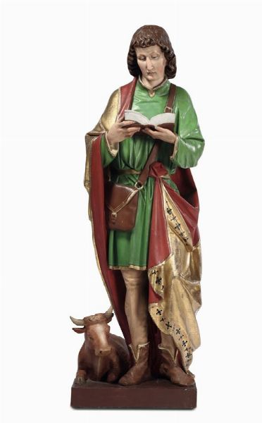 San Marco in legno policromo, probabile XVII secolo  - Asta Antiquariato - Associazione Nazionale - Case d'Asta italiane