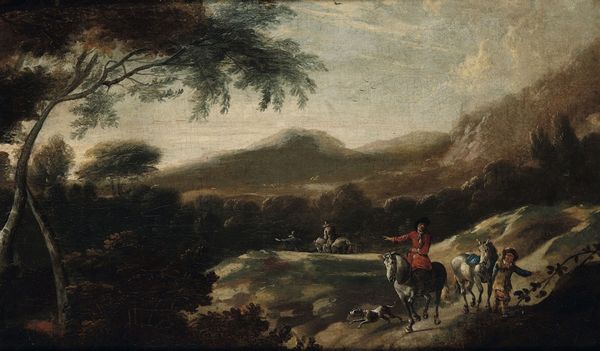 Paesaggio con personaggi a cavallo  - Asta Antiquariato - Associazione Nazionale - Case d'Asta italiane