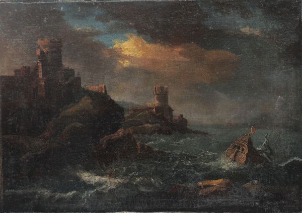 Mare in tempesta con naufragio  - Asta Antiquariato - Associazione Nazionale - Case d'Asta italiane