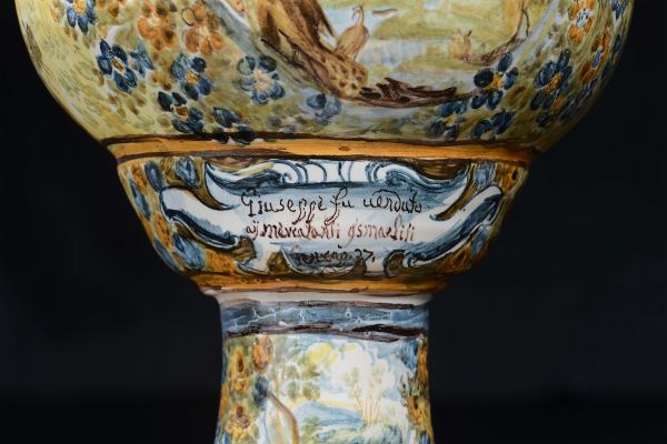 Grande vaso con coperchio Castelli,  XVIII secolo  - Asta Antiquariato - Associazione Nazionale - Case d'Asta italiane