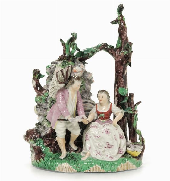 Gruppo Probabilmente Vienna 1750 circa (porcellana), decorazione XIX secolo  - Asta Antiquariato - Associazione Nazionale - Case d'Asta italiane