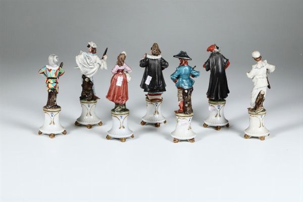 Sette figurine Usmate (Monza), Manifattura Kings, seconda met XX secolo Modelli di Bruno Merli  - Asta Antiquariato - Associazione Nazionale - Case d'Asta italiane