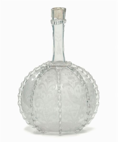 Antica bottiglia in vetro soffiato, XVII secolo  - Asta Antiquariato - Associazione Nazionale - Case d'Asta italiane