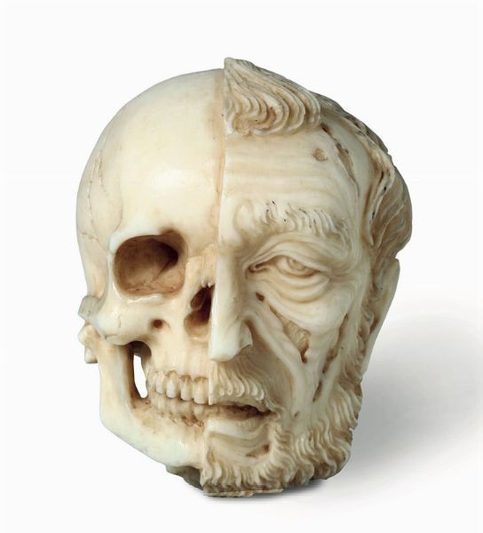 raffigurante cranio e testa in decomposizione  - Asta Antiquariato - Associazione Nazionale - Case d'Asta italiane