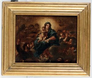 Carlone Carlo Antonio : Madonna con Bambino con figure di Santi e angeli  - Asta Antiquariato - Associazione Nazionale - Case d'Asta italiane