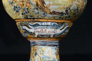 Grande vaso con coperchio Castelli,  XVIII secolo  - Asta Antiquariato - Associazione Nazionale - Case d'Asta italiane