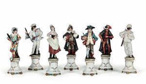 Sette figurine Usmate (Monza), Manifattura Kings, seconda met XX secolo Modelli di Bruno Merli  - Asta Antiquariato - Associazione Nazionale - Case d'Asta italiane