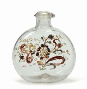 Fiaschetta in vetro dipinto, Germania XIX secolo  - Asta Antiquariato - Associazione Nazionale - Case d'Asta italiane