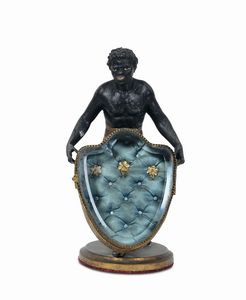Moretto reggi scatola in bronzo brunito e bronzo dorato, XIX secolo  - Asta Antiquariato - Associazione Nazionale - Case d'Asta italiane