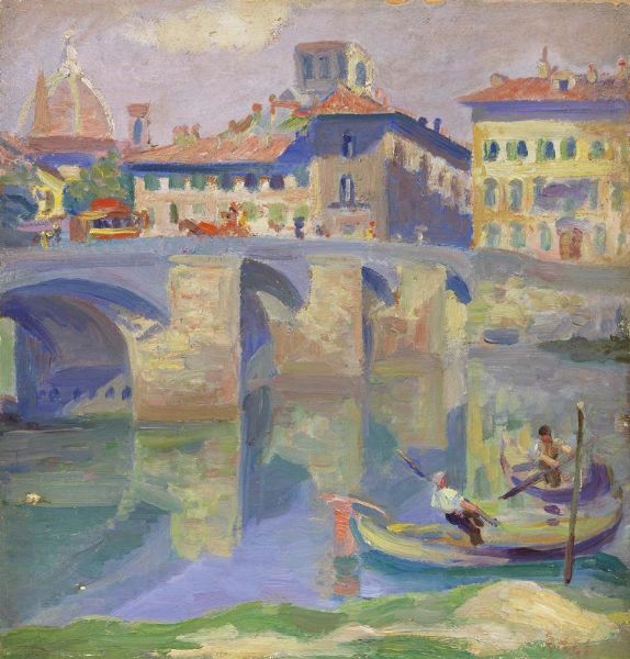 Fernand Riblet : Il Ponte alle Grazie  - Asta DIPINTI E SCULTURE DEL XIX E XX SECOLO - Associazione Nazionale - Case d'Asta italiane