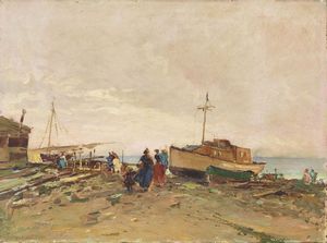 Nicolas De Corsi - Barche sulla spiaggia