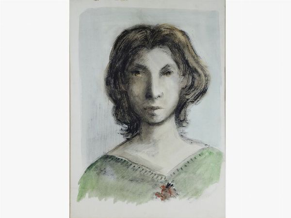 Domenico Purifcato : Ritratto femminile  - Asta Arredi e dipinti antichi / Arte Moderna e Contemporanea - Associazione Nazionale - Case d'Asta italiane