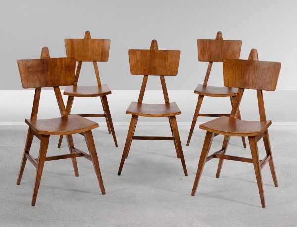 Cinque sedie in legno.  - Asta Design - Associazione Nazionale - Case d'Asta italiane