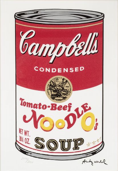 WARHOL ANDY USA 1927 - 1987 : Campbell's condensed tomato-beef noodle soup  - Asta Asta di dipinti antichi, dell'800, del '900 e contemporanei. Sculture e grafica - Associazione Nazionale - Case d'Asta italiane