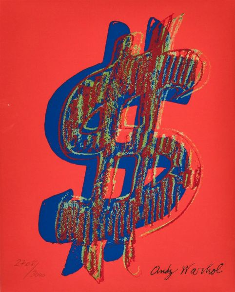 WARHOL ANDY USA 1927 - 1987 : Dollar sign  - Asta Asta di dipinti antichi, dell'800, del '900 e contemporanei. Sculture e grafica - Associazione Nazionale - Case d'Asta italiane