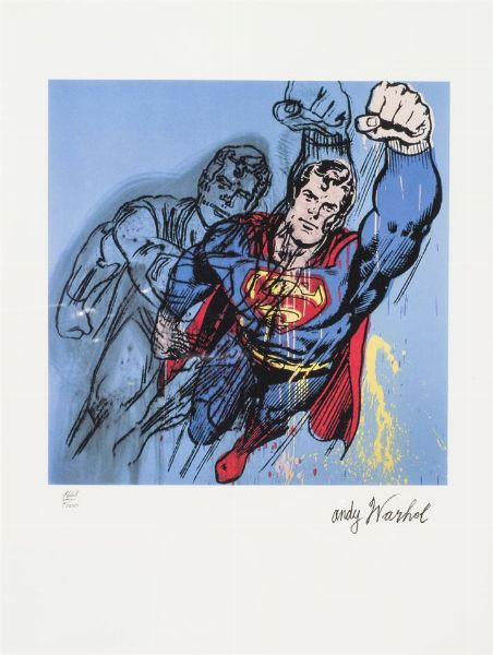 WARHOL ANDY USA 1927 - 1987 : Superman  - Asta Asta di dipinti antichi, dell'800, del '900 e contemporanei. Sculture e grafica - Associazione Nazionale - Case d'Asta italiane