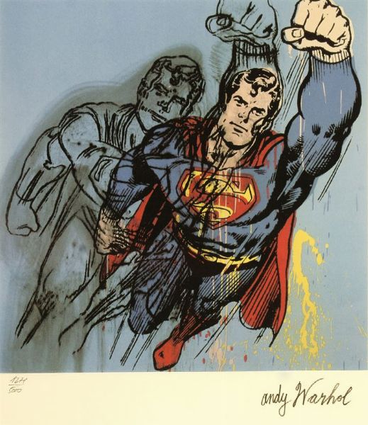WARHOL ANDY USA 1927 - 1987 : Superman  - Asta Asta di dipinti antichi, dell'800, del '900 e contemporanei. Sculture e grafica - Associazione Nazionale - Case d'Asta italiane