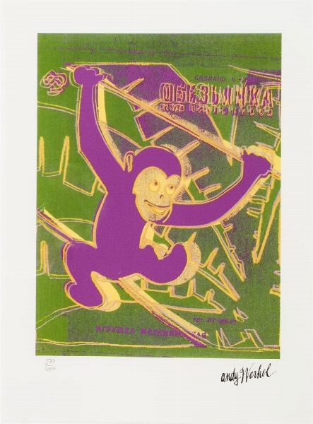WARHOL ANDY USA 1927 - 1987 : Monkey  - Asta Asta di dipinti antichi, dell'800, del '900 e contemporanei. Sculture e grafica - Associazione Nazionale - Case d'Asta italiane