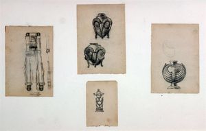 MERELLO RUBALDO Montespluga (SO) 1872 - 1922 Santa Margherita Ligure (GE) - Lotto di quattro disegni