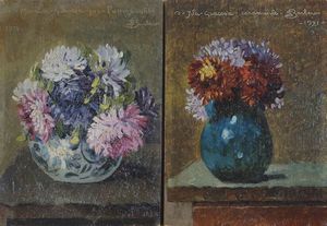 BARBERO ERNESTO Torino 1887 - 1936 - Coppia di vasi di fiori 1921