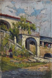 COLMO GIOVANNI Torino 1867 - 1947 - Paesaggio con case