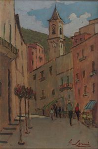 LOMI GIOVANNI Livorno 1889 - 1969 - Veduta di paese