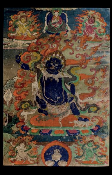 Thangka su seta con figura centrale di Nairatmya circondata da altre divinit, Tibet, XVIII secolo  - Asta Fine Chinese Works of Art - Associazione Nazionale - Case d'Asta italiane