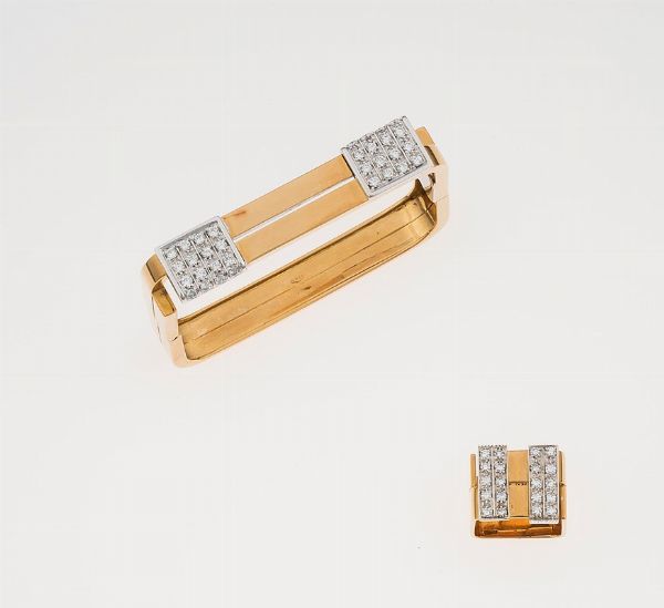 Demi-parure composta da bracciale ed anello con diamanti  - Asta Fine Jewels - Associazione Nazionale - Case d'Asta italiane