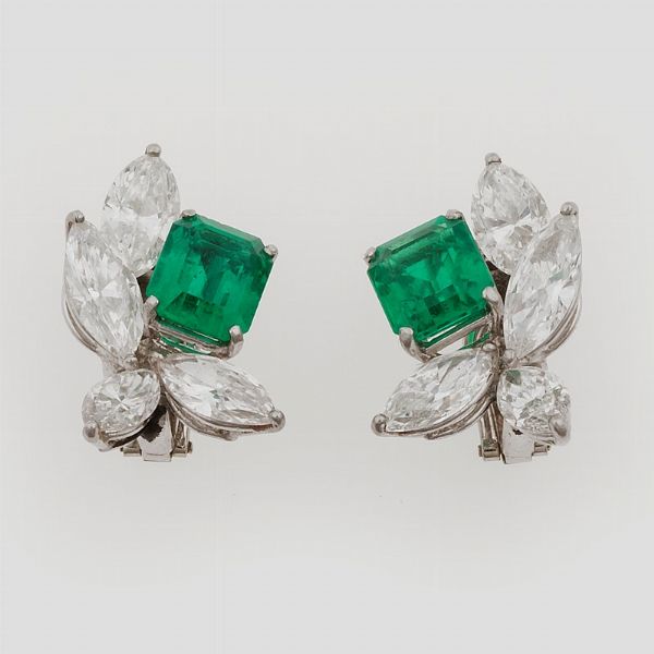 Orecchini con smeraldi Colombia e diamanti  - Asta Fine Jewels - Associazione Nazionale - Case d'Asta italiane