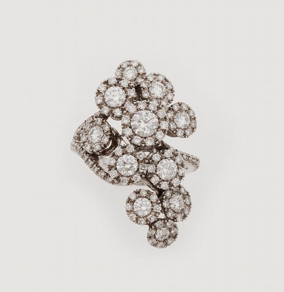 Anello con diamanti taglio brillante per ct 2,95  - Asta Fine Jewels - Associazione Nazionale - Case d'Asta italiane