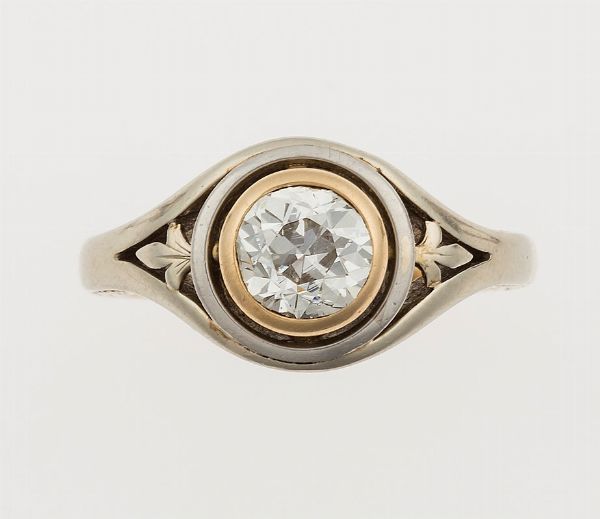 Solitaire con diamante di vecchio taglio di ct 1,01 circa  - Asta Fine Jewels - Associazione Nazionale - Case d'Asta italiane